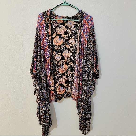Angie Multicolor Floral Kimono Top - Picture 1 of 2
